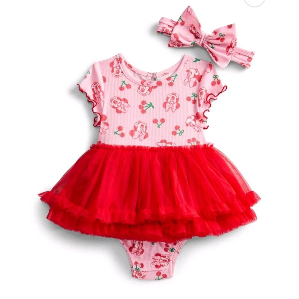 Minnie Mouse Baby Girls Tutu Dress Bodysuit & Matching Headband,2piece size 0/3M
